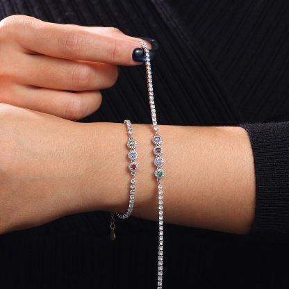 Personalized Birthstone Tennis Bracelet with 2–5 Stones