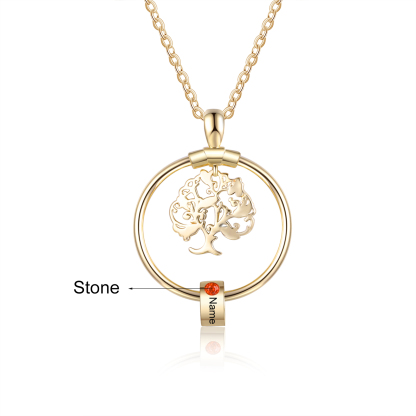 Personalized Family Tree Necklace With 1 Birthstone & 1 Name & Bracelet with 1 Name Gift Set Christmas Gift for Family | Jessemade