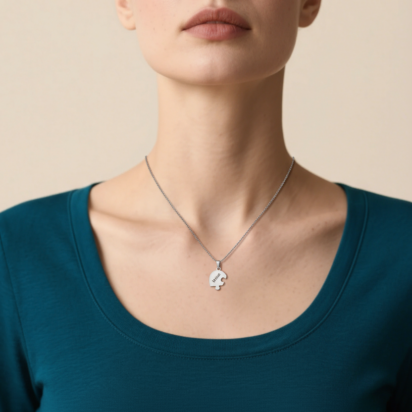 Personalized Heart Puzzle Necklace With 3 Names Gifts For Her