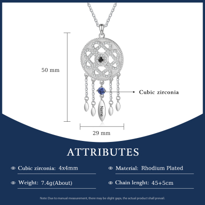 Dreamcatcher Personalised Necklace with Custom Name & Birthstone Necklace Gift for Her | Jessemade