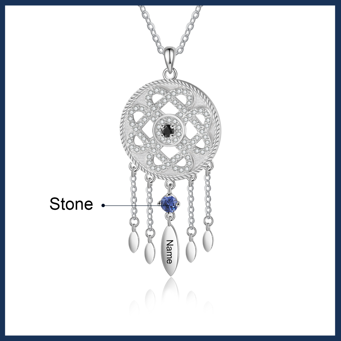 Dreamcatcher Personalised Necklace with Custom Name & Birthstone Necklace Gift for Her | Jessemade