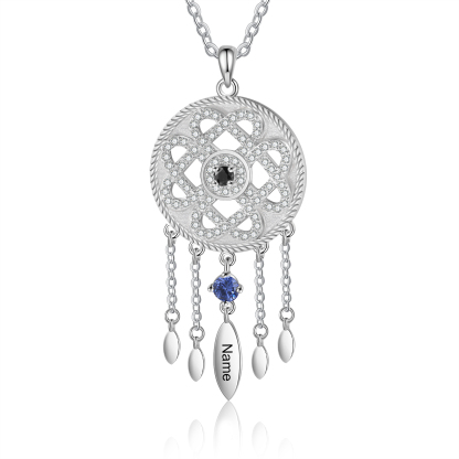 Dreamcatcher Personalised Necklace with Custom Name & Birthstone Necklace Gift for Her | Jessemade