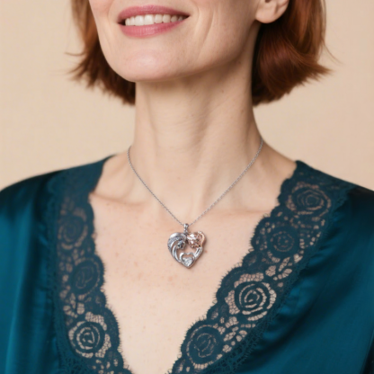 Mother and Daughter Necklace with Diamond Heart Pendant Necklace for Daughter