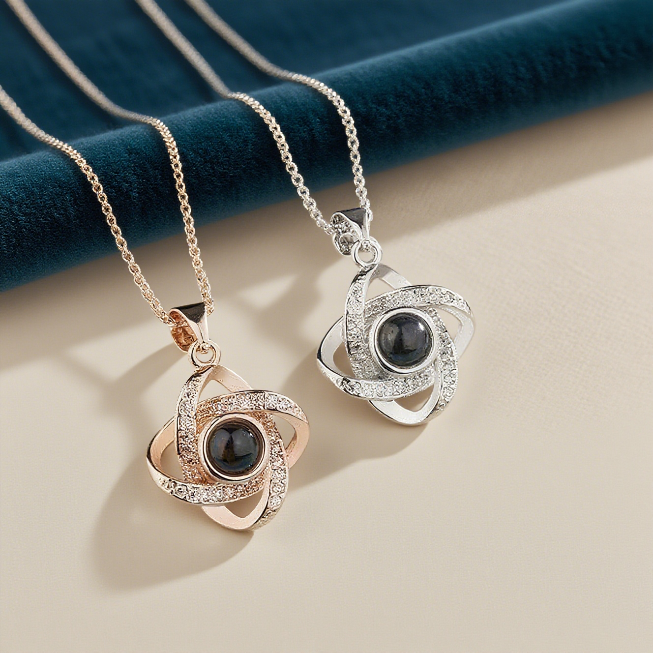 Personalised Photo Projection Necklace Love Knot Pendant Necklace Gifts for Her