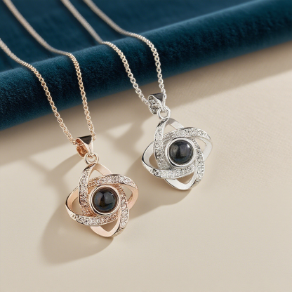 Personalised Photo Projection Necklace Love Knot Pendant Necklace Gifts for Her