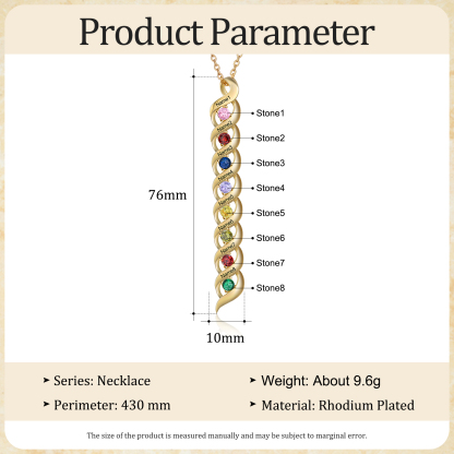 8 Names-Personalized Birthstones Necklace Set With Rose Gift Box-Custom Cascading Pendant Necklace Engraving 8 Names Gifts for Her