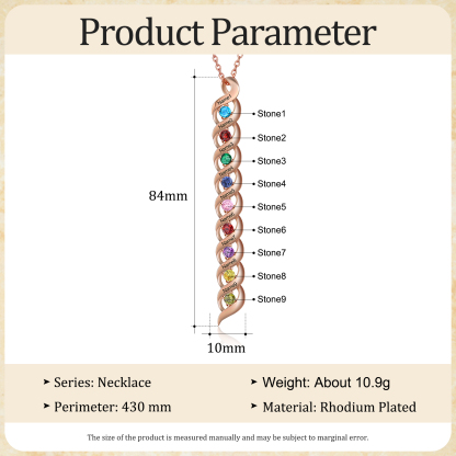 9 Names-Personalized Birthstones Necklace Set With Rose Gift Box-Custom Cascading Pendant Necklace Engraving 9 Names Gifts for Her