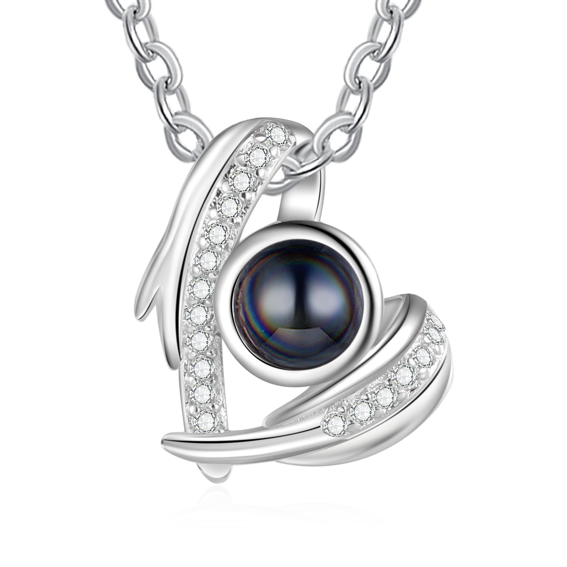 Personalised Heart Projection Necklace with Custom Photo Silver Projection Stone Necklace Gift for Her | Jessmade