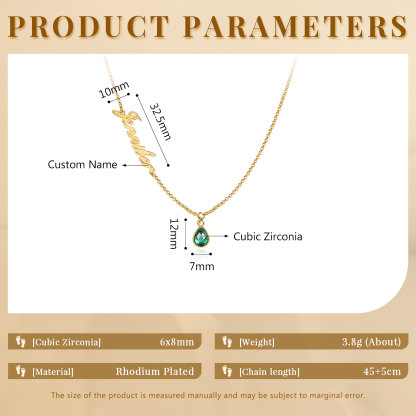 Personalised Necklace with Custom Name and Birthstone Birthday Gift for Her | Jessemade