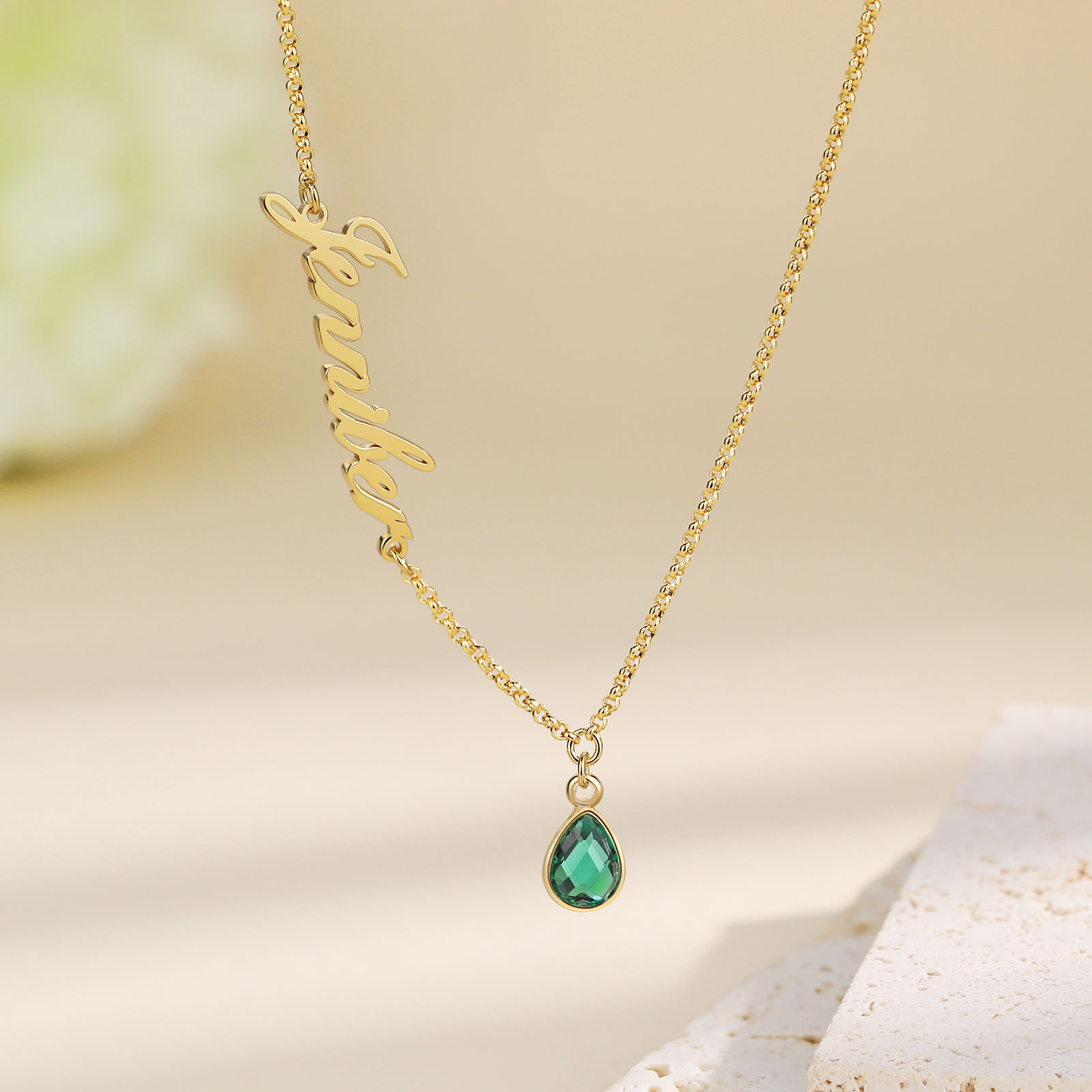 Personalised Necklace with Custom Name and Birthstone Birthday Gift for Her | Jessemade