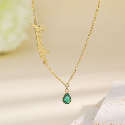 Personalised Necklace with Custom Name and Birthstone Birthday Gift for Her | Jessemade