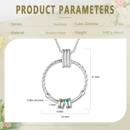 2 Names - Personalized Round Pendant Necklace Customized Name Gift for Her