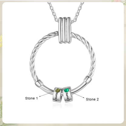 2 Names - Personalized Round Pendant Necklace Customized Name Gift for Her