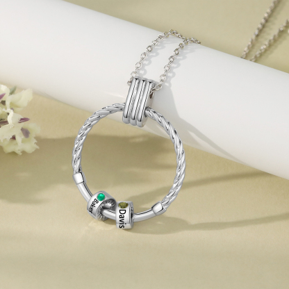 2 Names - Personalized Round Pendant Necklace Customized Name Gift for Her