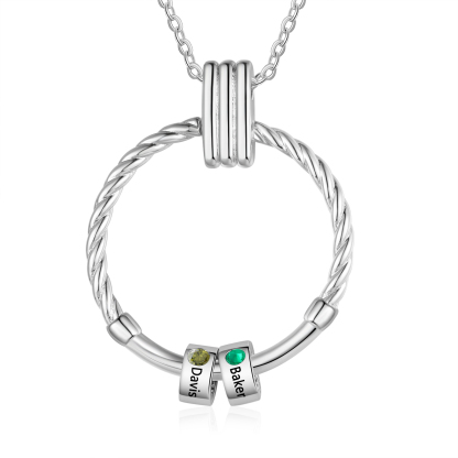 2 Names - Personalized Round Pendant Necklace Customized Name Gift for Her