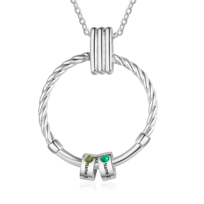 2 Names - Personalized Round Pendant Necklace Customized Name Gift for Her