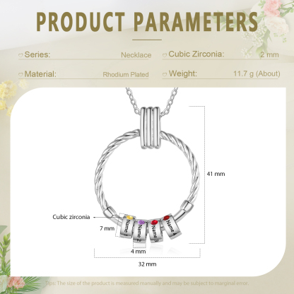 4 Names - Personalized Round Pendant Necklace Customized Name Gift for Her