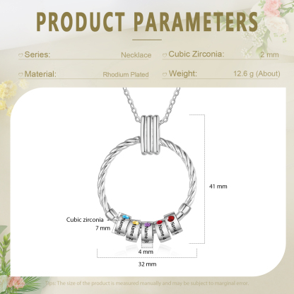 5 Names - Personalized Round Pendant Necklace Customized Name Gift for Her