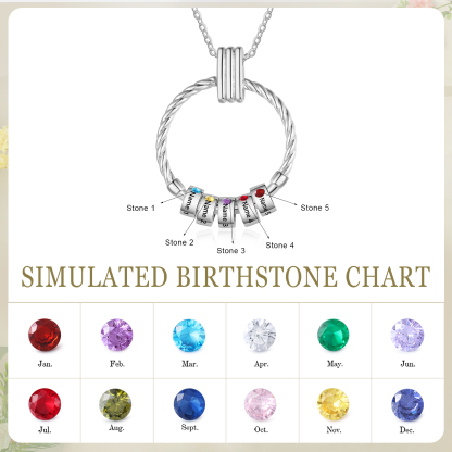 5 Names - Personalized Round Pendant Necklace Customized Name Gift for Her