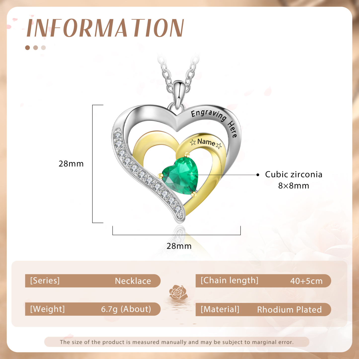 1 Name-Personalized Hearts Necklace Custom Birthstone Necklace Gifts for Mom