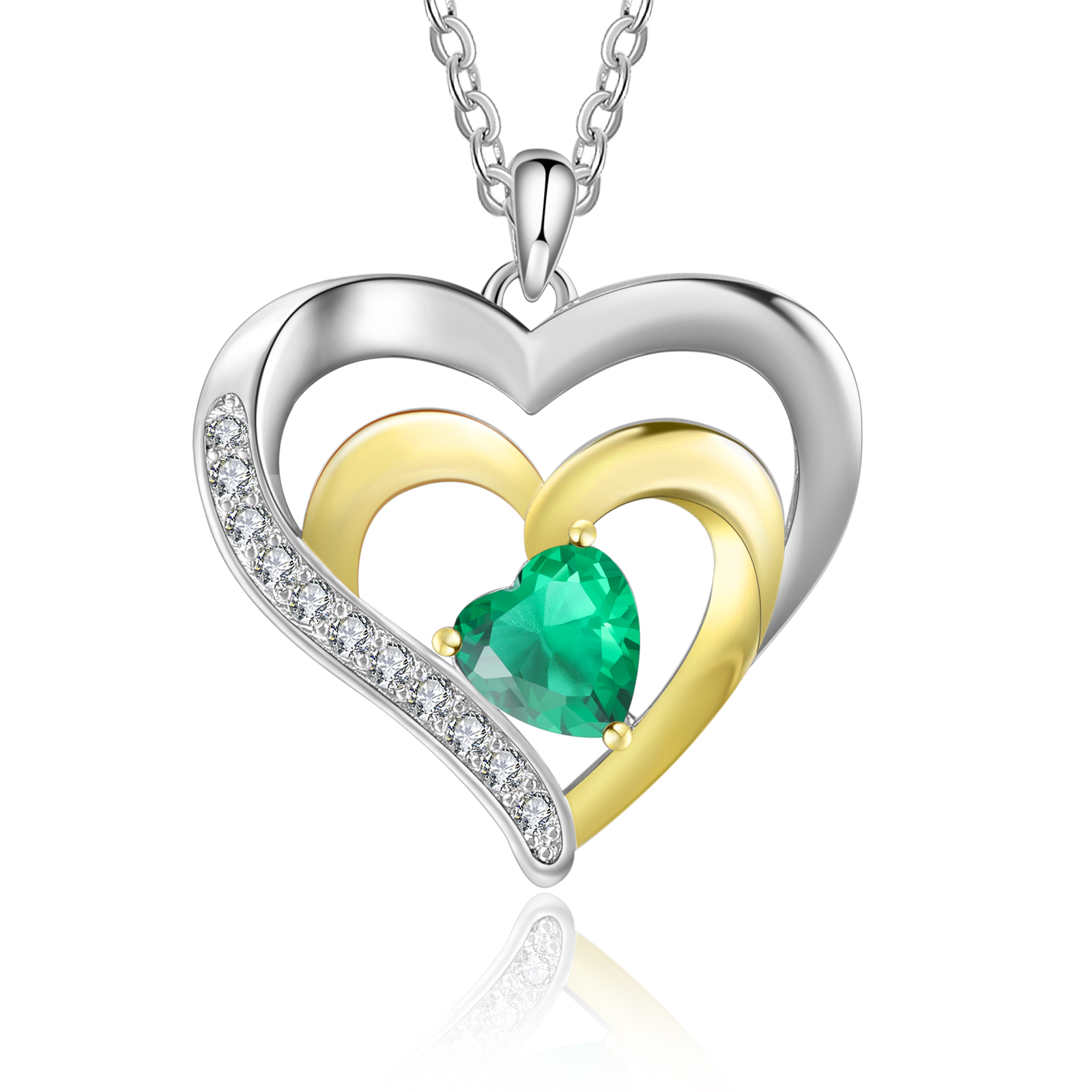 1 Name-Personalized Hearts Necklace Custom Birthstone Necklace Gifts for Mom