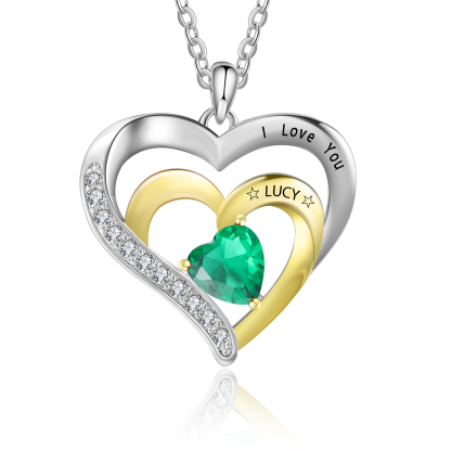 1 Name-Personalized Hearts Necklace Custom Birthstone Necklace Gifts for Mom