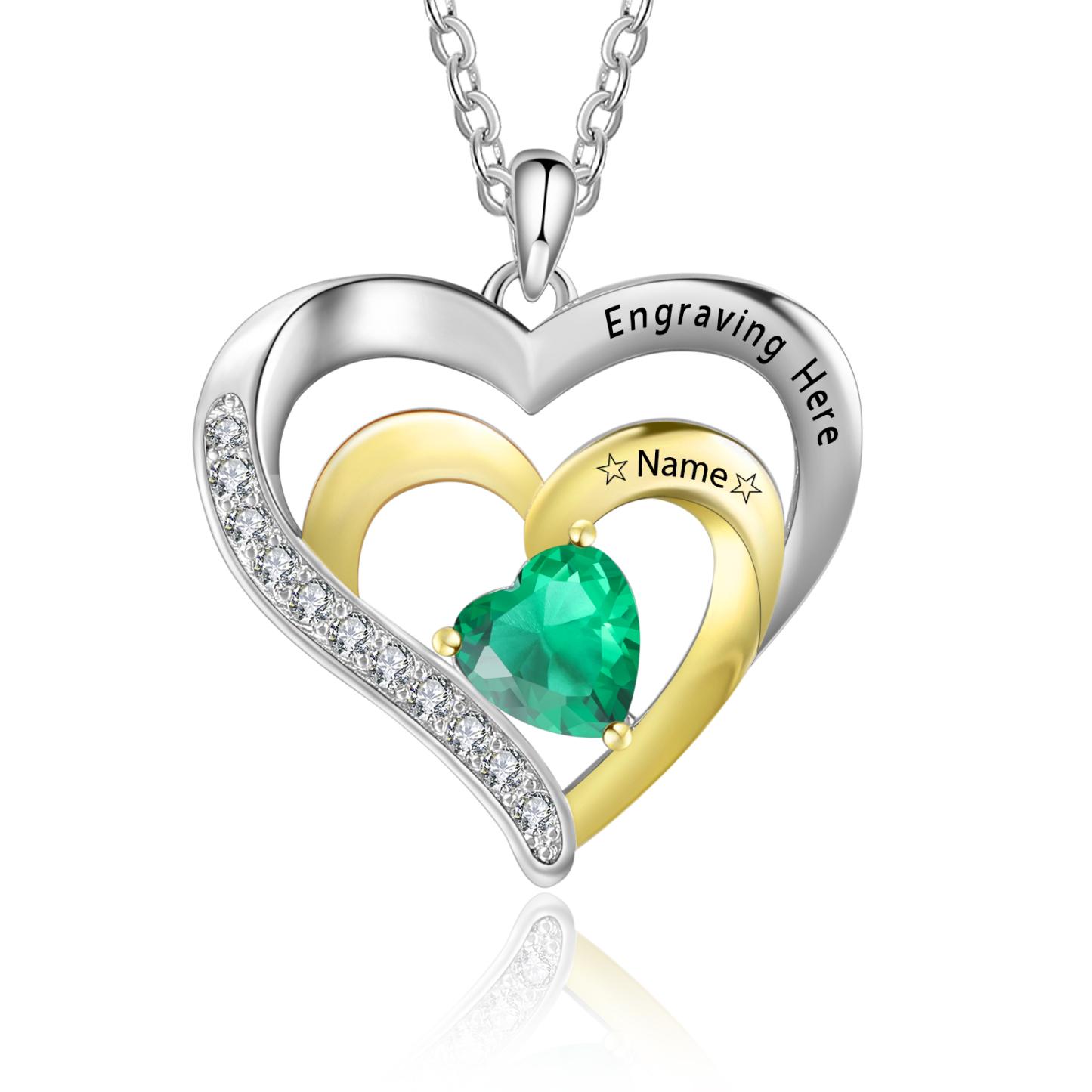 1 Name-Personalized Hearts Necklace Custom Birthstone Necklace Gifts for Mom