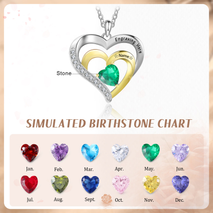 1 Name-Personalized Hearts Necklace Custom Birthstone Necklace Gifts for Mom