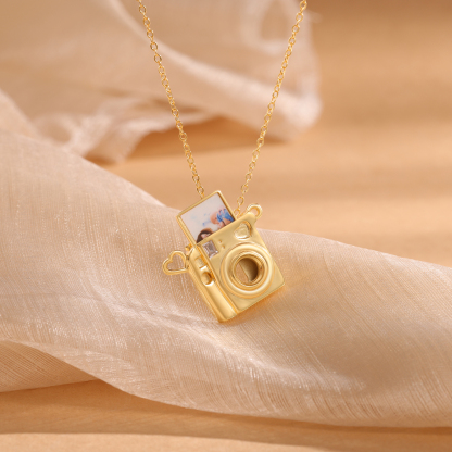 Personalized Photo Necklace - Camera Pendant Necklace with Customize 1 Photo for Her | Jessemade