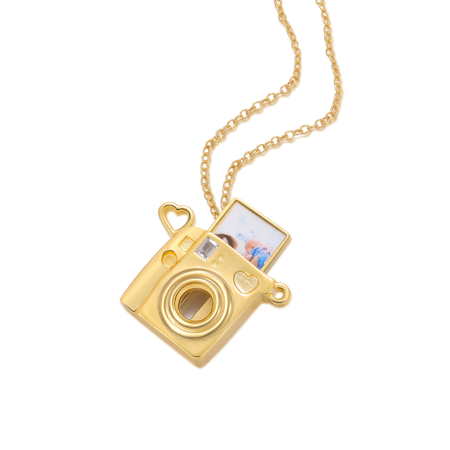 Personalized Photo Necklace - Camera Pendant Necklace with Customize 1 Photo for Her | Jessemade