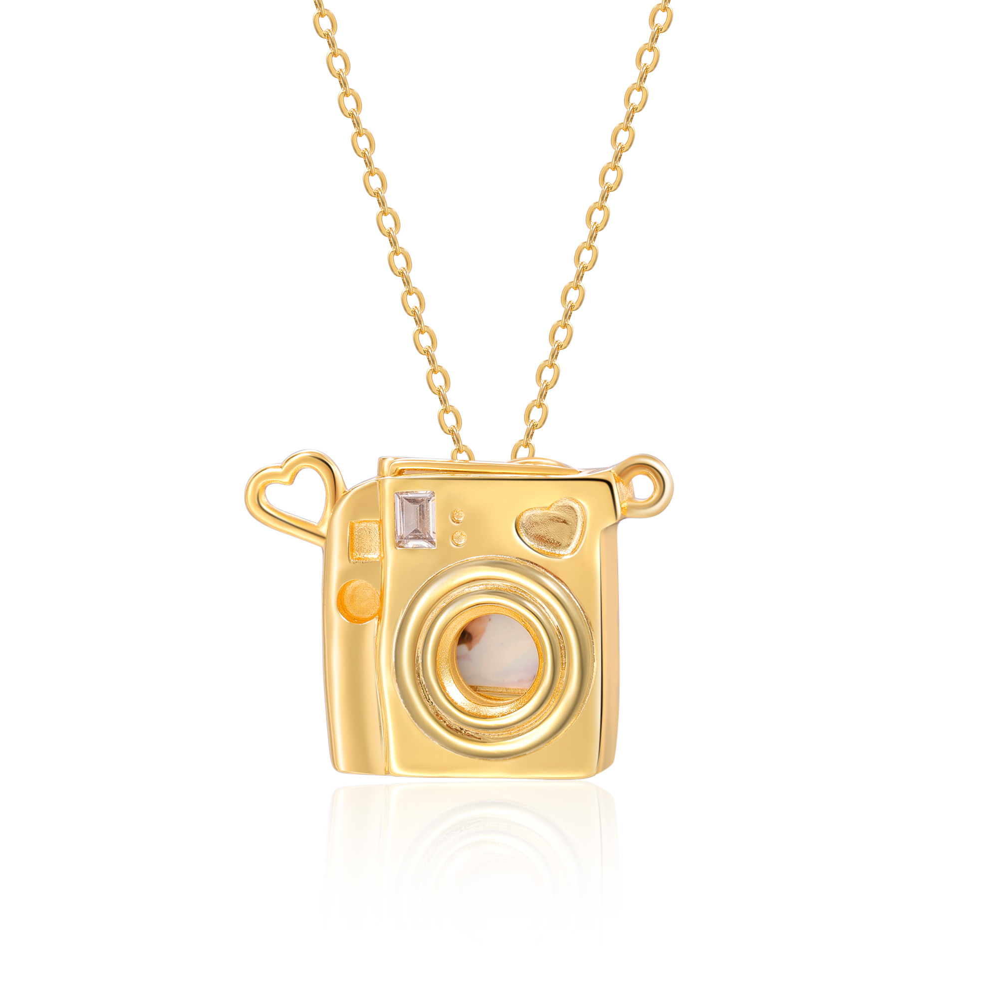 Personalized Photo Necklace - Camera Pendant Necklace with Customize 1 Photo for Her | Jessemade