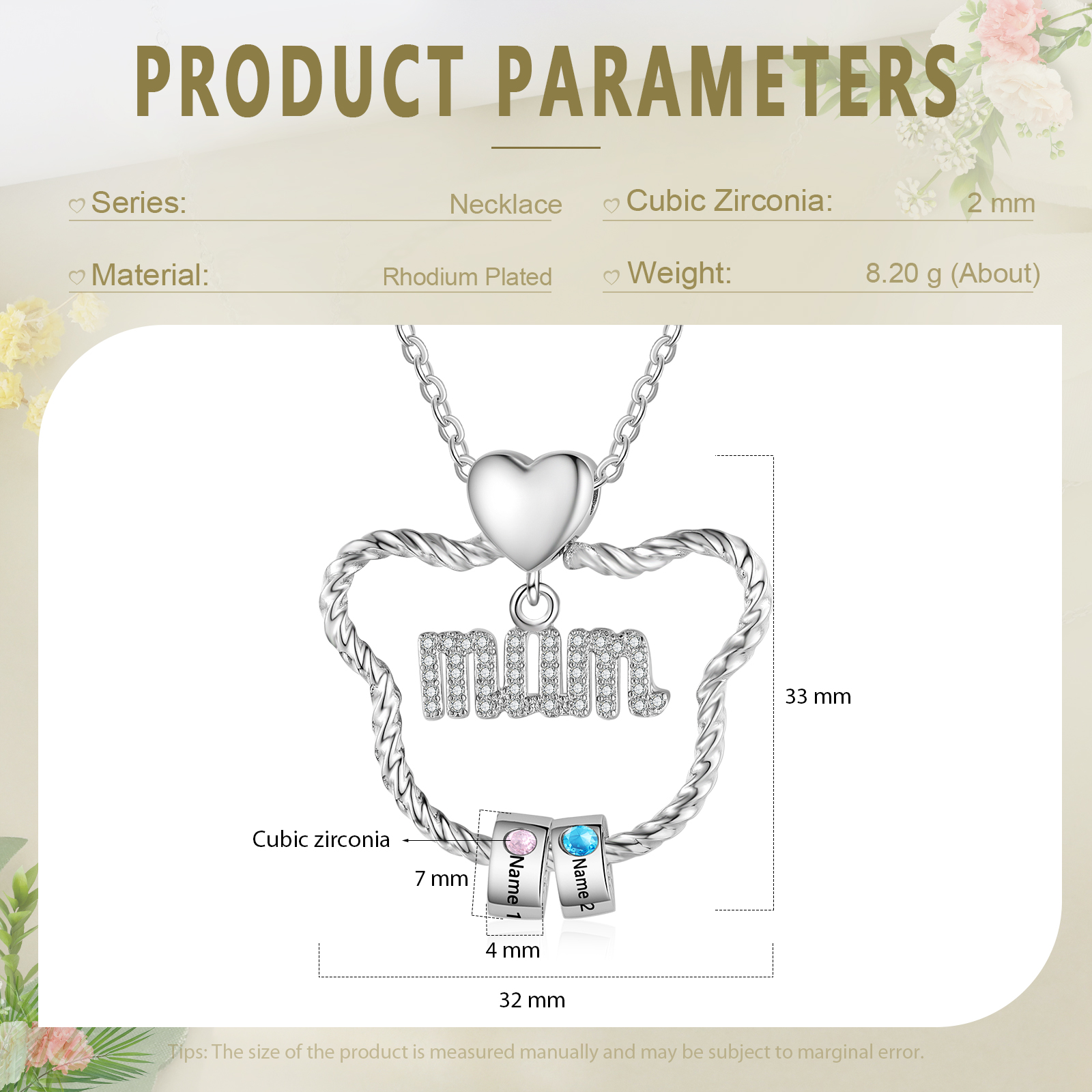 2 Names - Personalized Cat Head Shape Necklace Customized 2 Birthstones & Names Necklace Gift for Mom