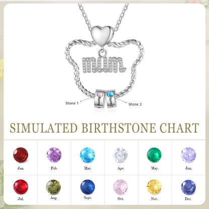 2 Names Personalized Cat Head Shape Necklace Custom Birthstone Necklace Gift for Mum