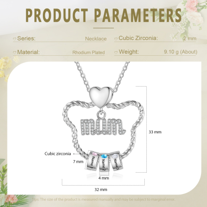 3 Names Personalized Cat Head Shape Necklace Custom Birthstone Necklace Gift for Mum