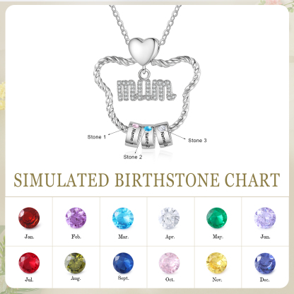 3 Names - Personalized Cat Head Shape Necklace Customized 3 Birthstones & Names Necklace Gift for Mom