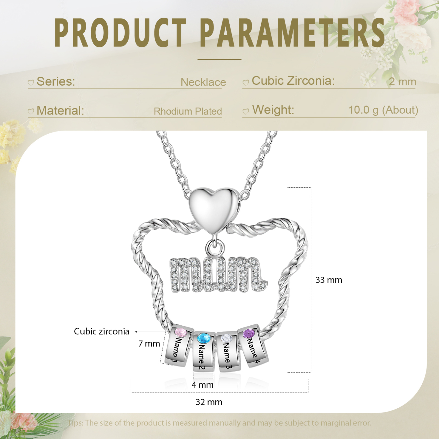 4 Names Personalized Cat Head Shape Necklace Custom Birthstone Necklace Gift for Mum