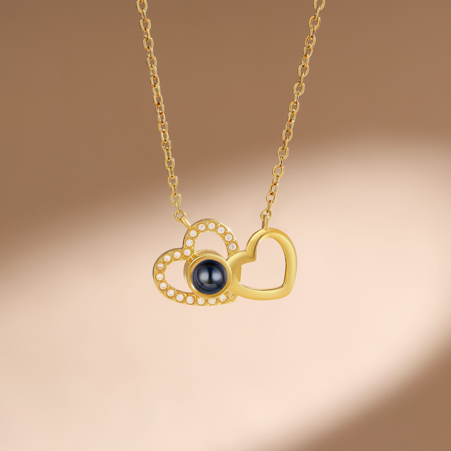 Personalised Projection Necklace Double Heart Design with Custom Photo Gift for Her | Jessmade