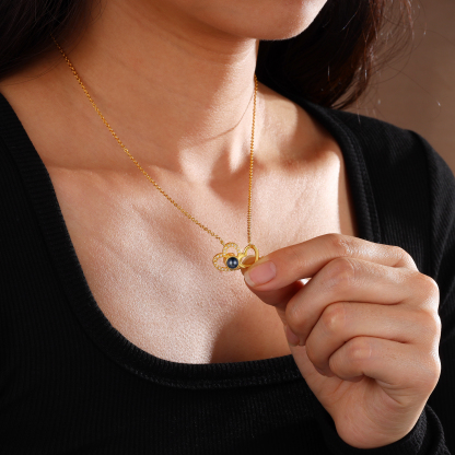 Personalised Projection Necklace Double Heart Design with Custom Photo Gift for Her | Jessmade