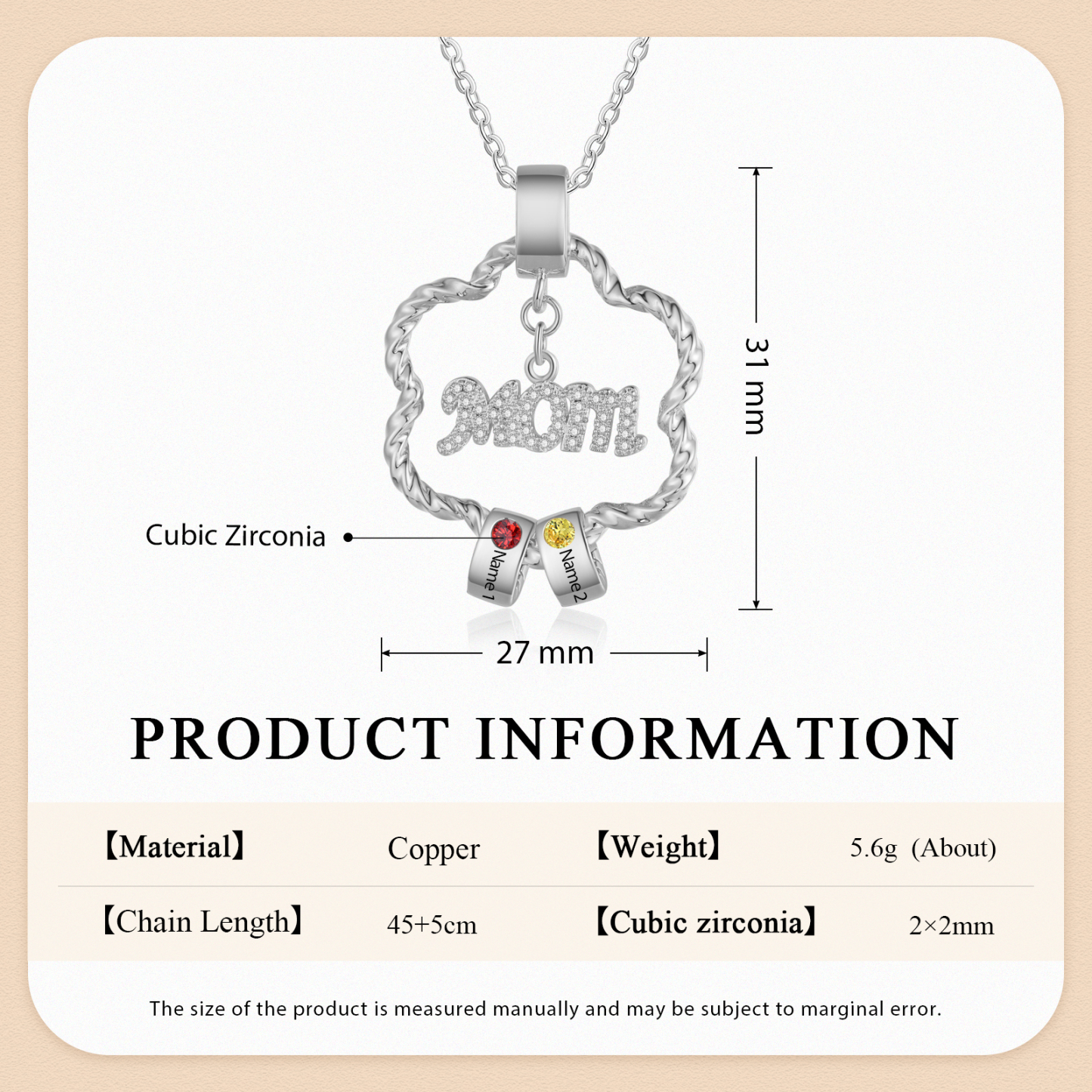 2 Name - Personalized Flower Necklace With 2 Birthstone Pendants Engraved With Names Gift For Mum