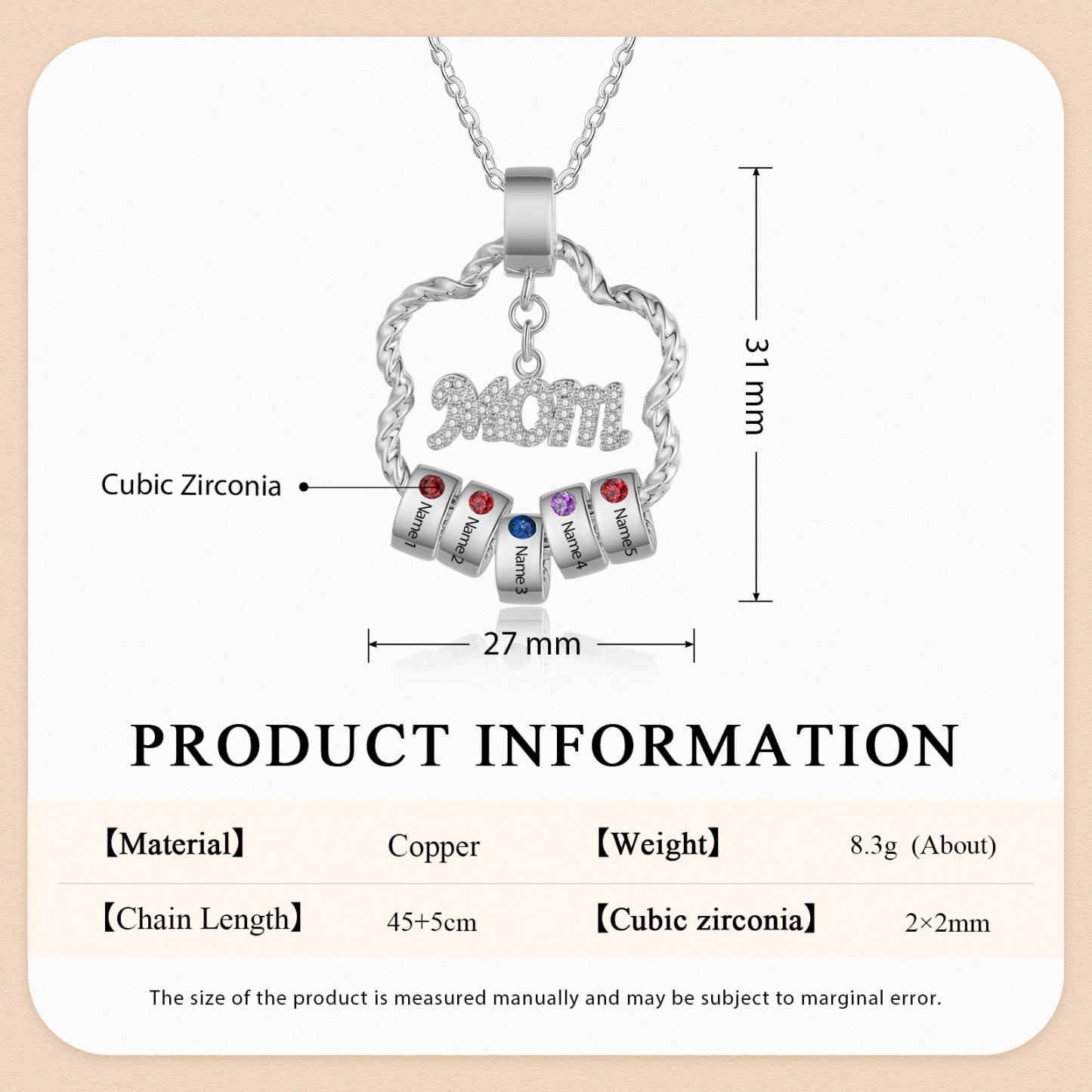 5 Name Personalized Flower Necklace With 5 Birthstone Pendants Engraved With Names Gift For Mom/Mum
