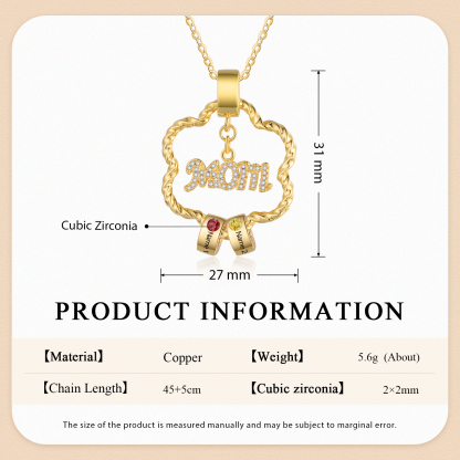 2 Names - Personalized Flower Pendant Necklace Custom Name Gift for Mom