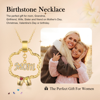 2 Names - Personalized Flower Pendant Necklace Custom Name Gift for Mom