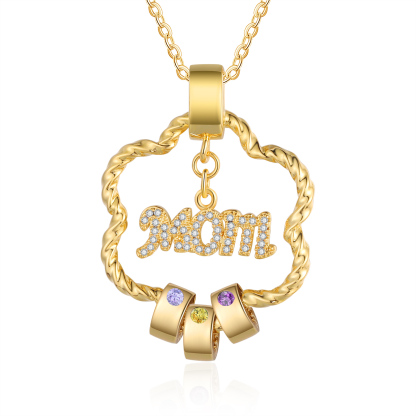 3 Names - Personalized Flower Pendant Necklace Custom Name Gift for Mom