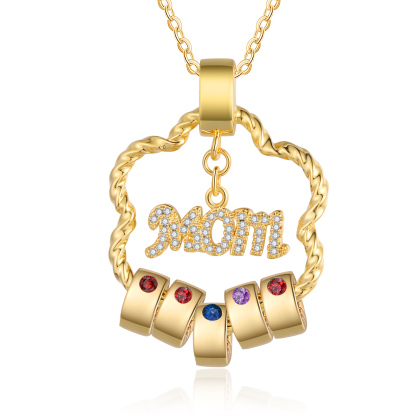 5 Names - Personalized Flower Pendant Necklace Custom Name Gift for Mom