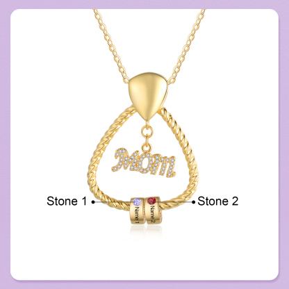 2 Names - Personalized Triangle Pendant Necklace Custom Birthstone Custom Name Gift for Mom