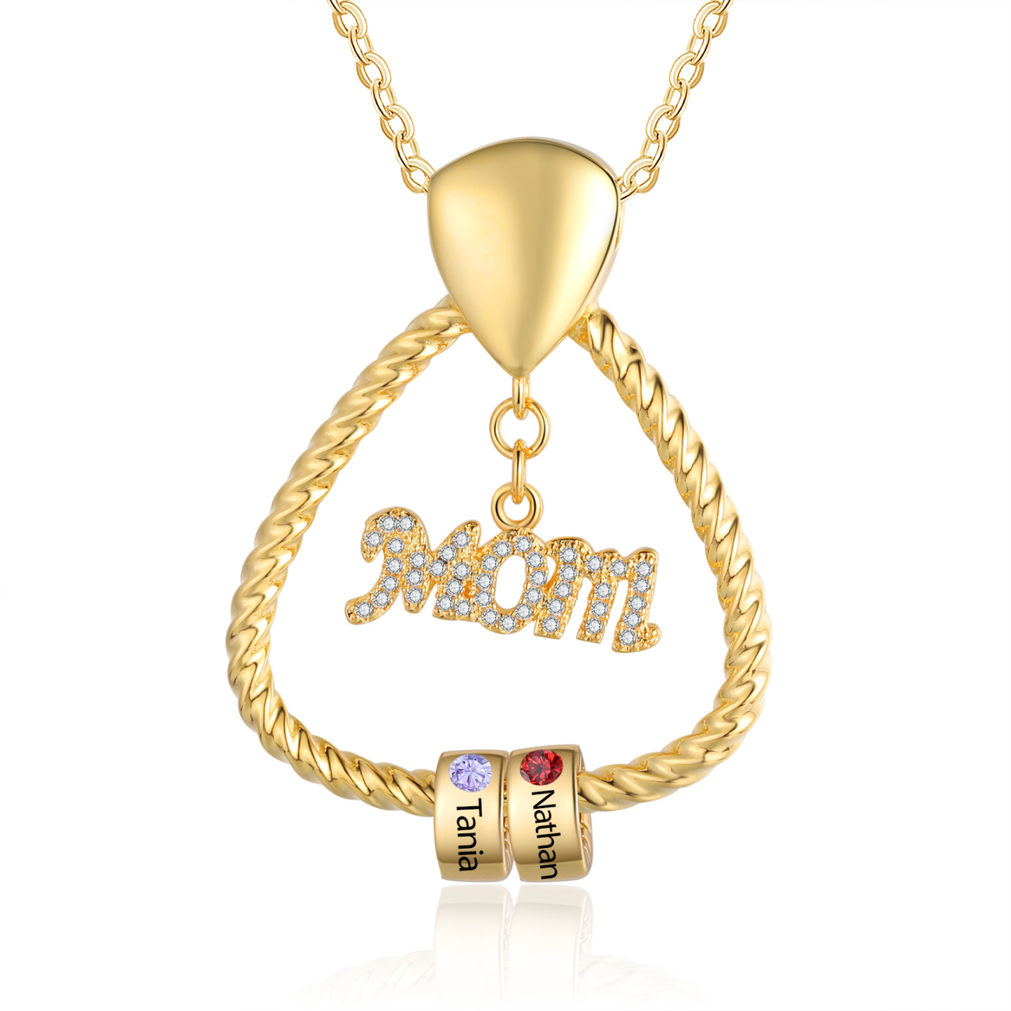 2 Names - Personalized Flower Pendant Necklace Custom Name Gift for Mo