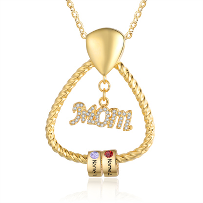 2 Names - Personalized Triangle Pendant Necklace Custom Birthstone Custom Name Gift for Mom