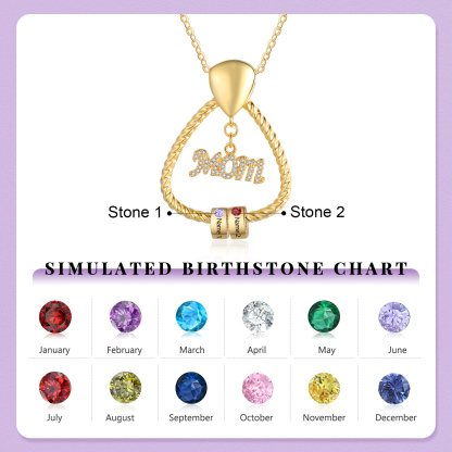 2 Names - Personalized Triangle Pendant Necklace Custom Birthstone Custom Name Gift for Mom