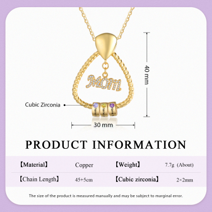 3 Names - Personalized Triangle Pendant Necklace Custom Birthstone Custom Name Gift for Mom