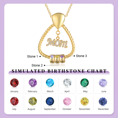 3 Names - Personalized Triangle Pendant Necklace Custom Birthstone Custom Name Gift for Mom
